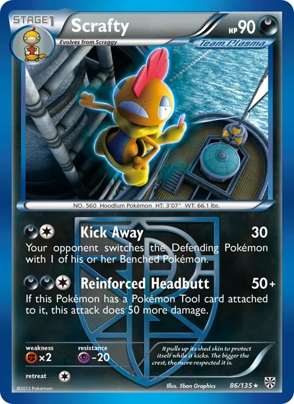 Scrafty 86/135 Plasma Storm Pokémon card