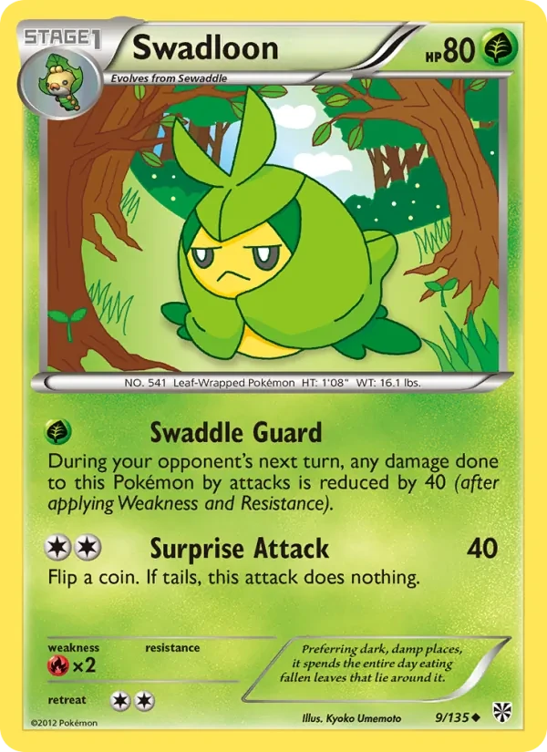 Swadloon 9/135 Plasma Storm Pokémon card