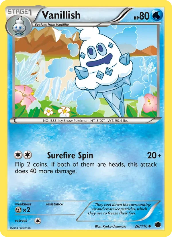 Vanillish 28/116 Plasma Freeze Pokémon card