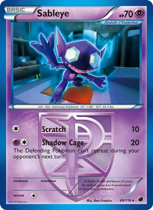 Sableye 49/116 Plasma Freeze Pokémon card