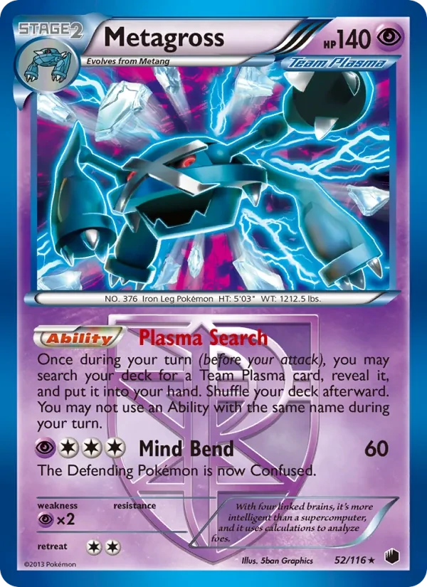 Metagross 52/116 Plasma Freeze Pokémon card