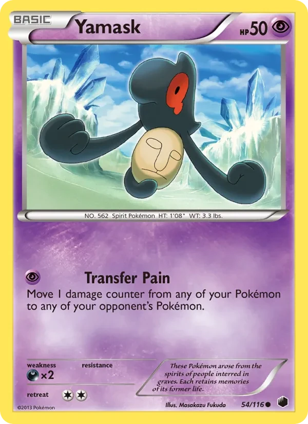 Yamask 54/116 Plasma Freeze Pokémon card