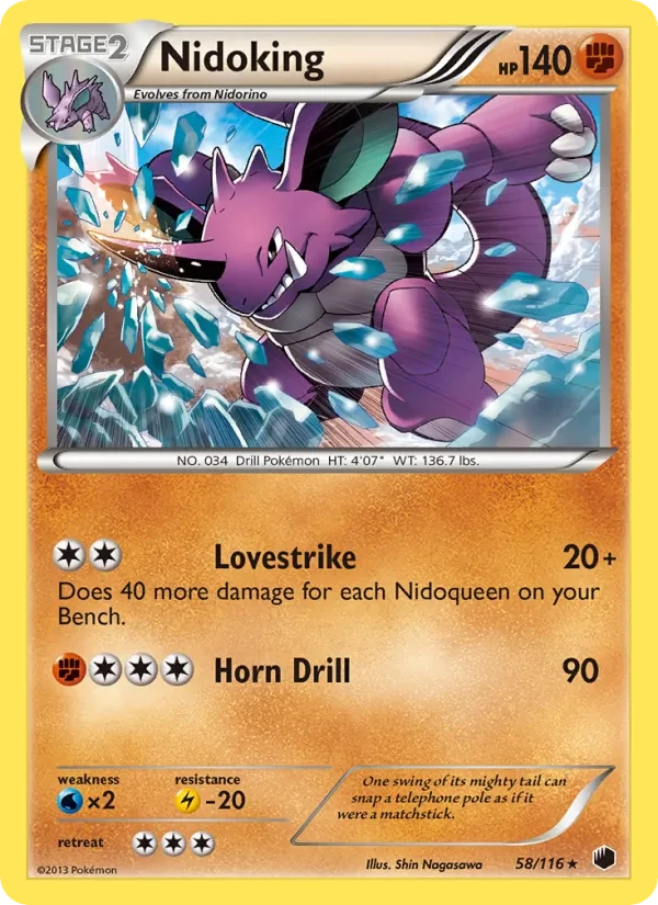 Nidoking 58/116 Plasma Freeze Pokémon card