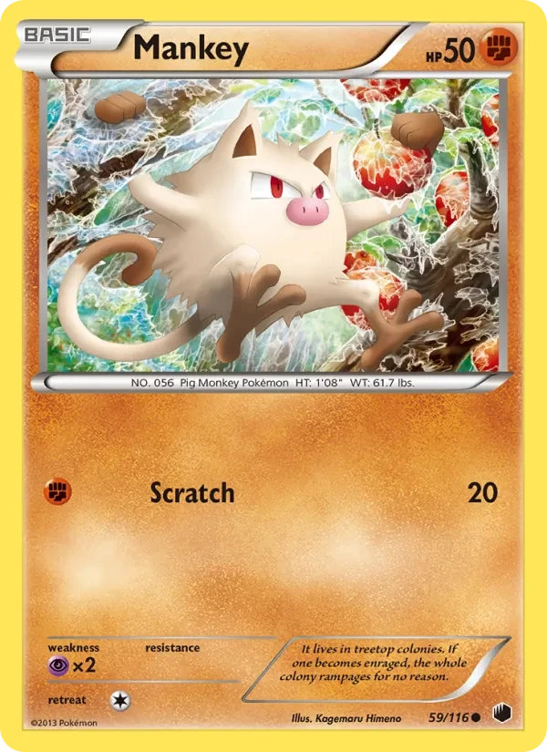 Mankey 59/116 Plasma Freeze Pokémon card