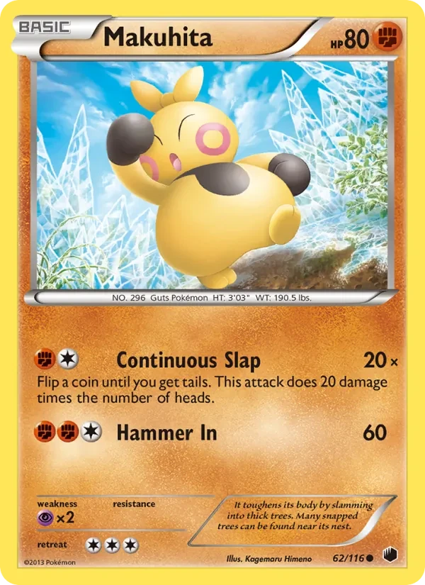 Makuhita 62/116 Plasma Freeze Pokémon card