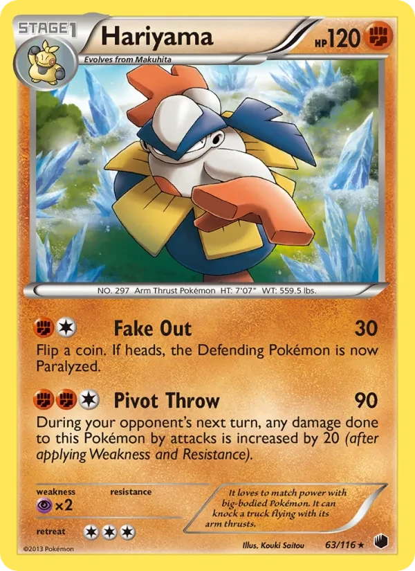 Hariyama 63/116 Plasma Freeze Pokémon card