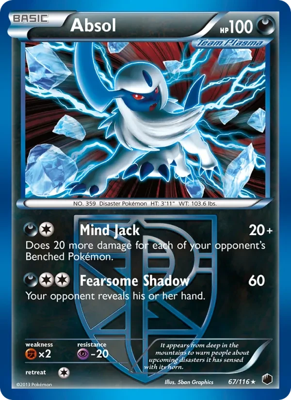 Absol 67/116 Plasma Freeze Pokémon card