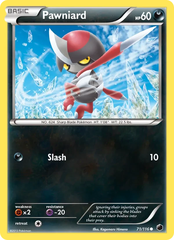 Pawniard 71/116 Plasma Freeze Pokémon card