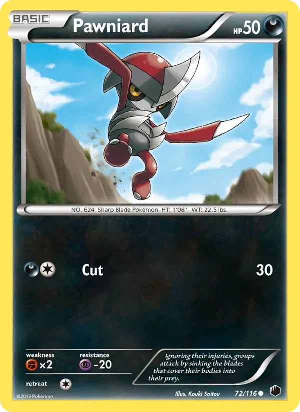 Pawniard 72/116 Plasma Freeze Pokémon card