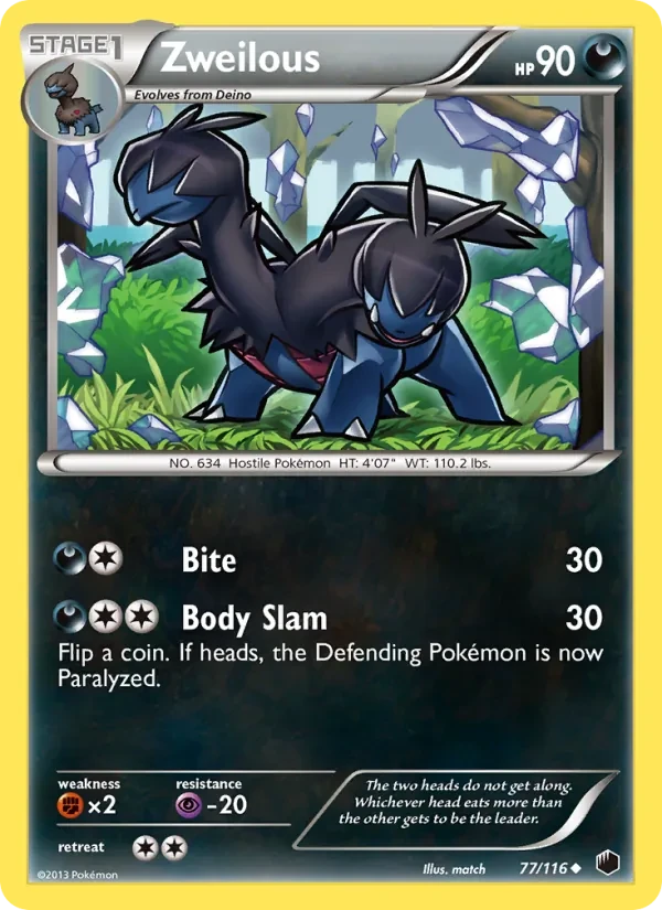 Zweilous 77/116 Plasma Freeze Pokémon card