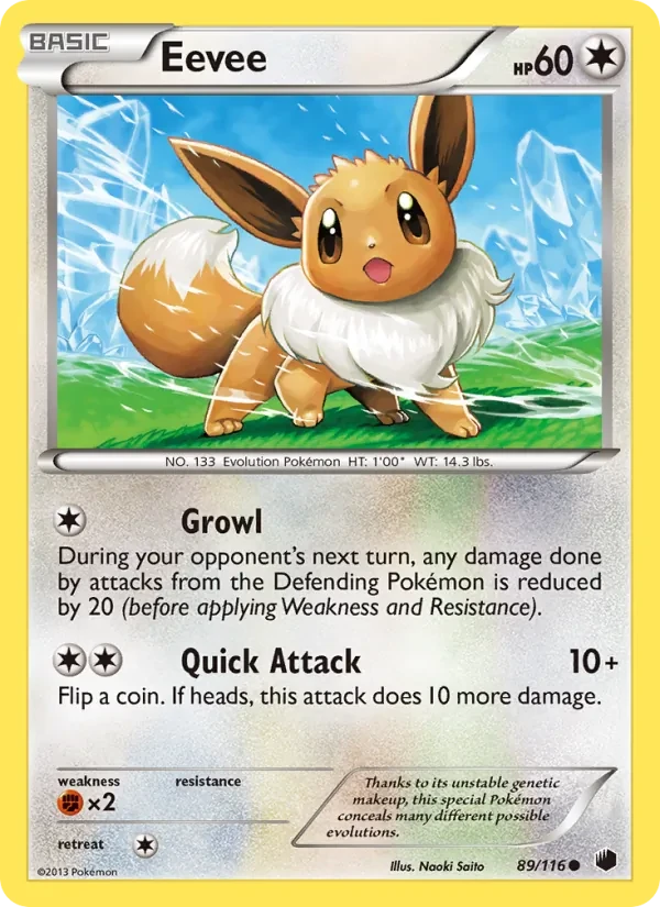 Eevee 89/116 Plasma Freeze Pokémon card