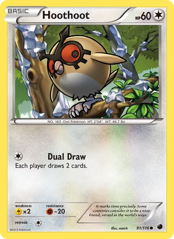 Hoothoot 91/116 Plasma Freeze Pokémon card