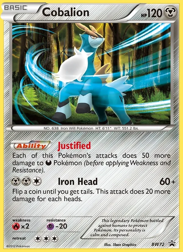Cobalion BW72 BW Black Star Promos Pokémon card