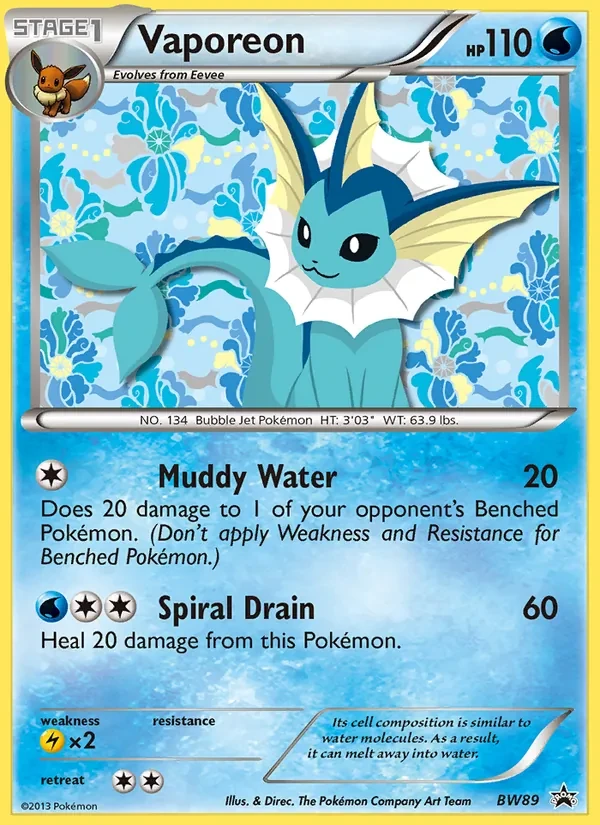 Vaporeon BW89 BW Black Star Promos Pokémon card