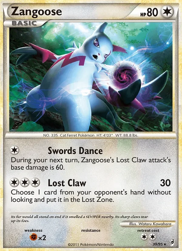 Zangoose 39/95 Call of Legends Pokémon card