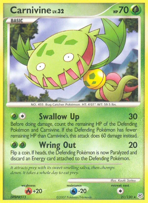 Carnivine 21/130 Diamond & Pearl Pokémon card