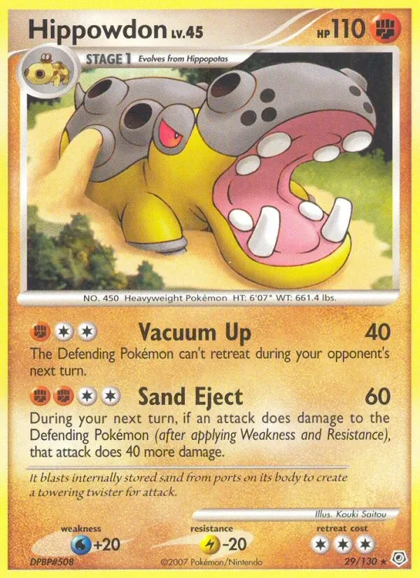 Hippowdon 29/130 Diamond & Pearl Pokémon card