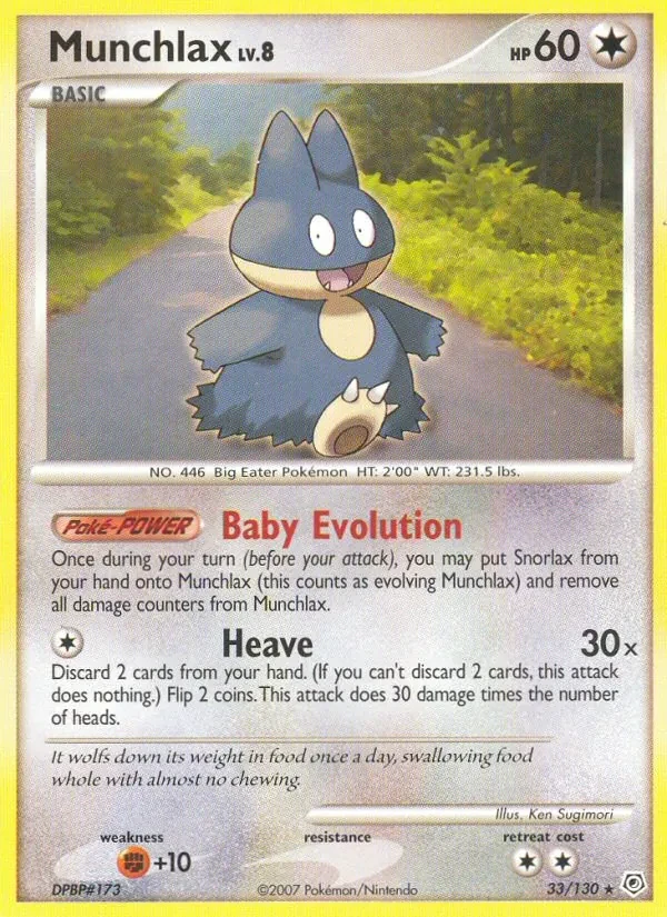 Munchlax 33/130 Diamond & Pearl Pokémon card