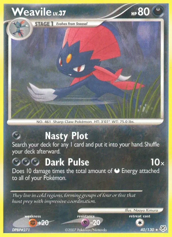 Weavile 40/130 Diamond & Pearl Pokémon card