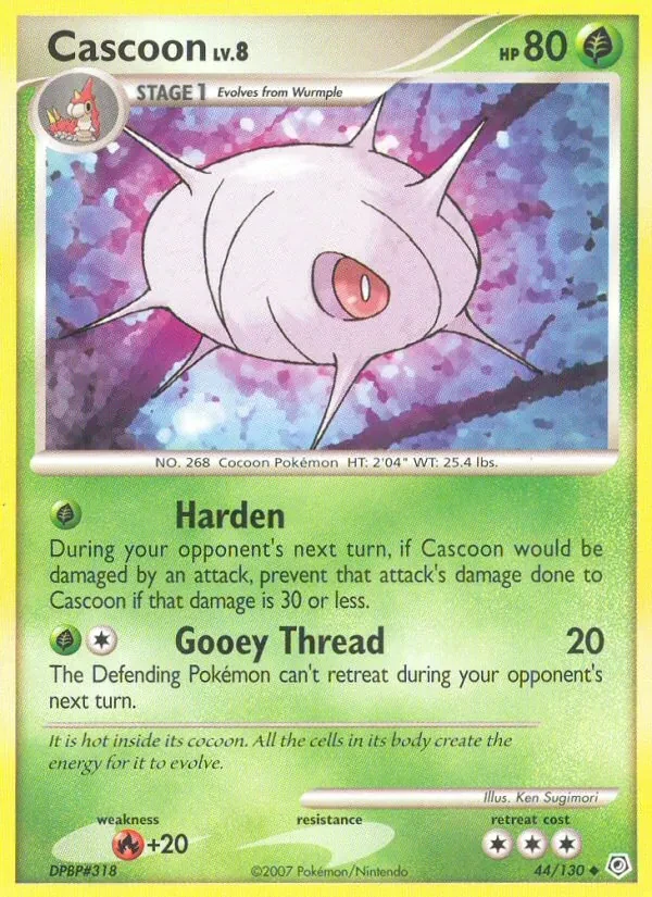 Cascoon 44/130 Diamond & Pearl Pokémon card