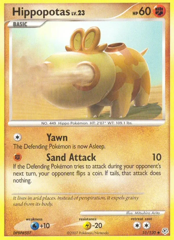 Carta Pokémon Hippopotas 51/130 Diamond & Pearl