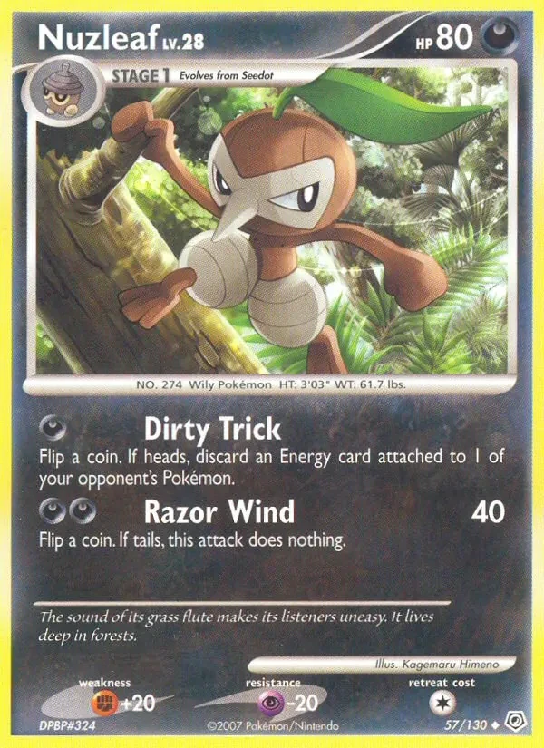 Nuzleaf 57/130 Diamond & Pearl Pokémon card