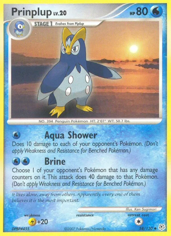Prinplup 58/130 Diamond & Pearl Pokémon card