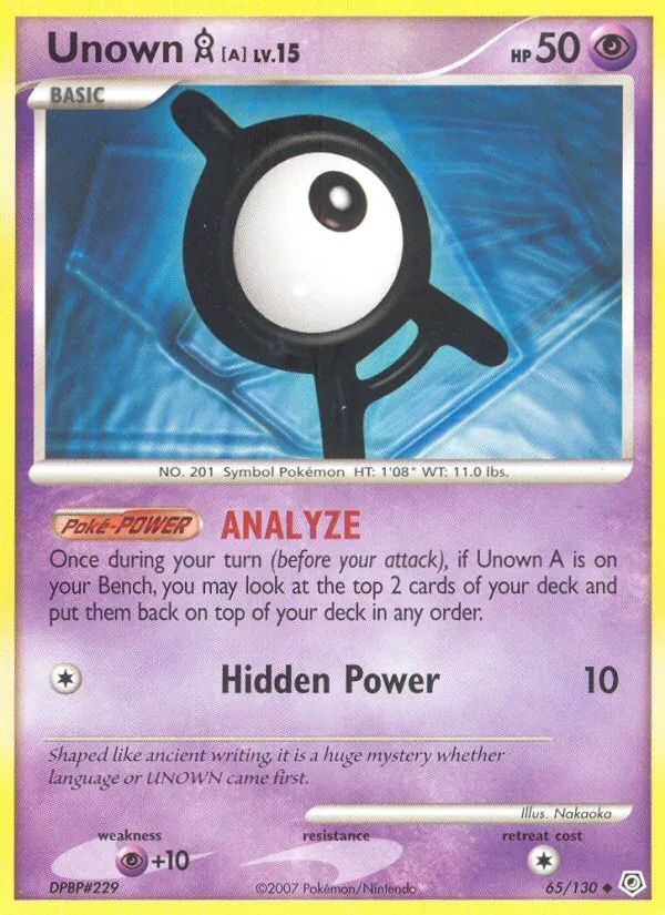 Unown A 65/130 Diamond & Pearl Pokémon card