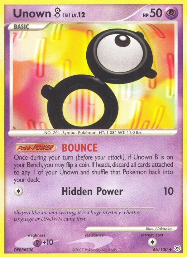 Unown B 66/130 Diamond & Pearl Pokémon card