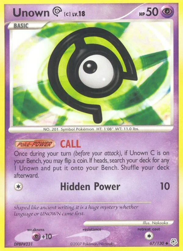 Unown C 67/130 Diamond & Pearl Pokémon card