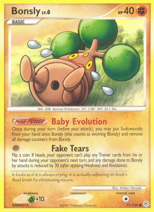 Bonsly 71/130 Diamond & Pearl Pokémon card