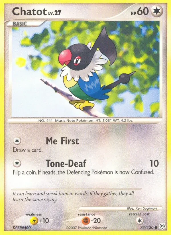 Chatot 74/130 Diamond & Pearl Pokémon card
