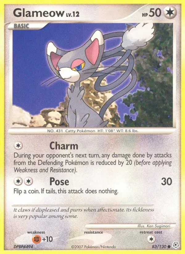 Glameow 83/130 Diamond & Pearl Pokémon card