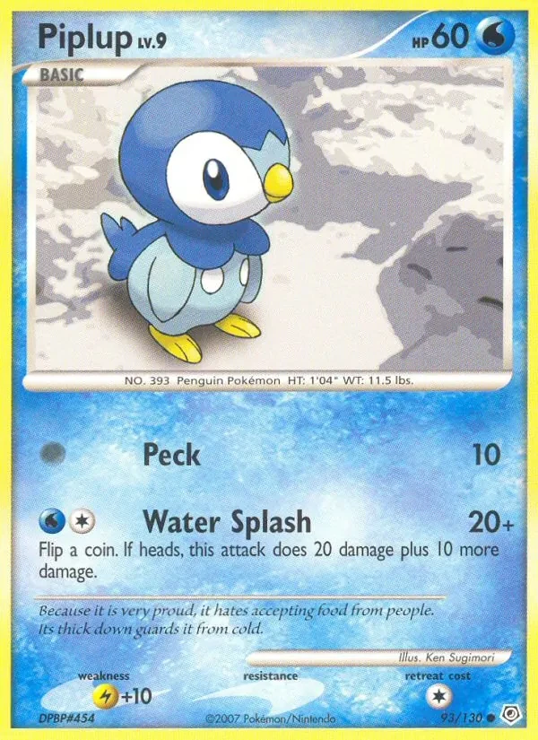 Piplup 93/130 Diamond & Pearl Pokémon card