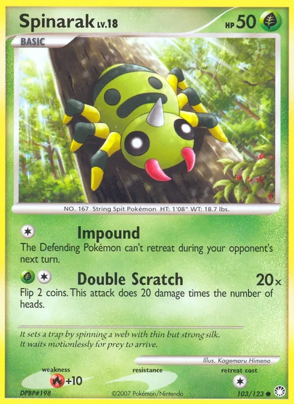Spinarak 103/123 Mysterious Treasures Pokémon card