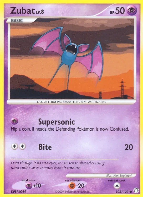 Zubat 108/123 Mysterious Treasures Pokémon card