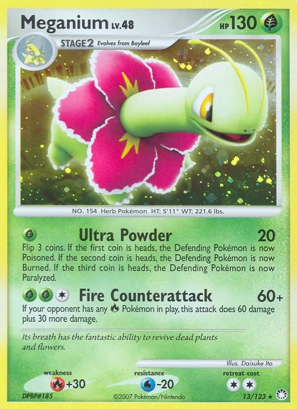 Meganium 13/123 Mysterious Treasures Pokémon card
