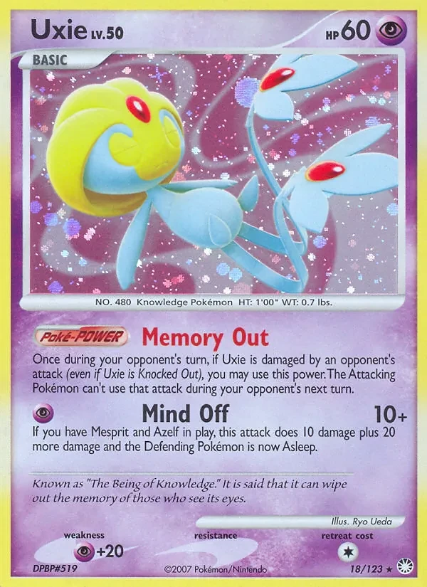 Uxie 18/123 Mysterious Treasures Pokémon card