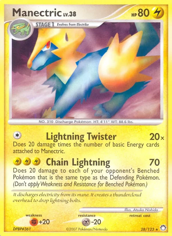 Manectric 28/123 Mysterious Treasures Pokémon card