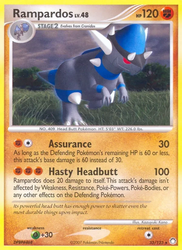 Rampardos 33/123 Mysterious Treasures Pokémon card