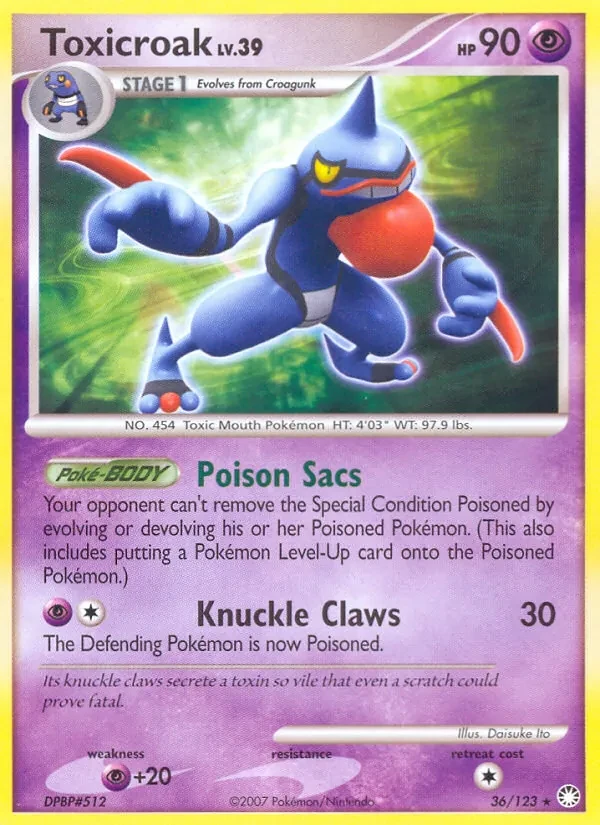Toxicroak 36/123 Mysterious Treasures Pokémon card