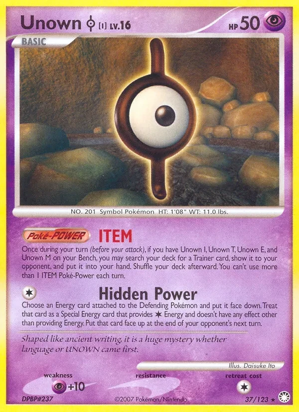 Unown I 37/123 Mysterious Treasures Pokémon Karte
