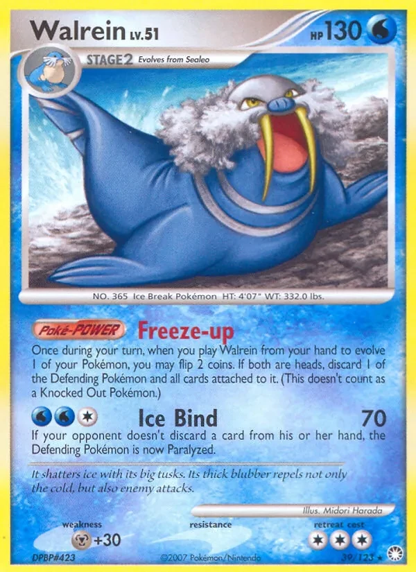 Walrein 39/123 Mysterious Treasures Pokémon card