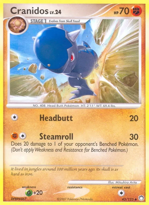 Cranidos 43/123 Mysterious Treasures Pokémon card