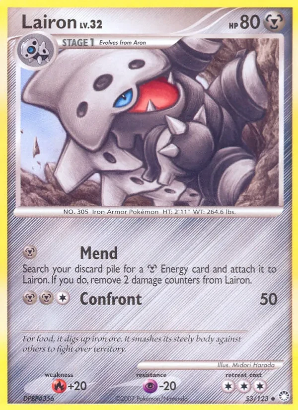 Lairon 53/123 Mysterious Treasures Pokémon card