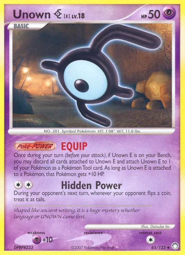 Unown E 65/123 Mysterious Treasures Pokémon card