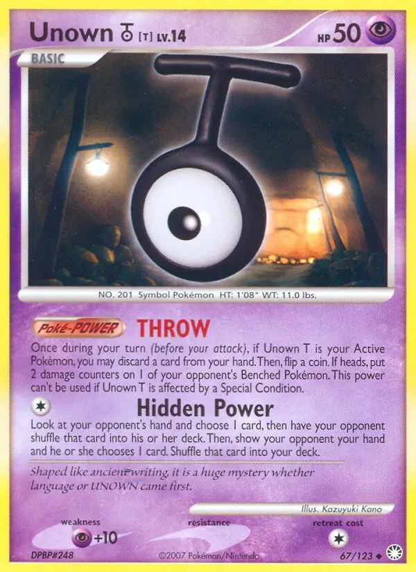 Unown T 67/123 Mysterious Treasures Pokémon card