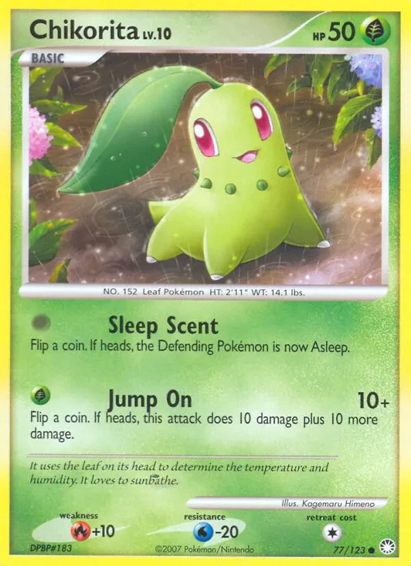 Chikorita 77/123 Mysterious Treasures Pokémon card