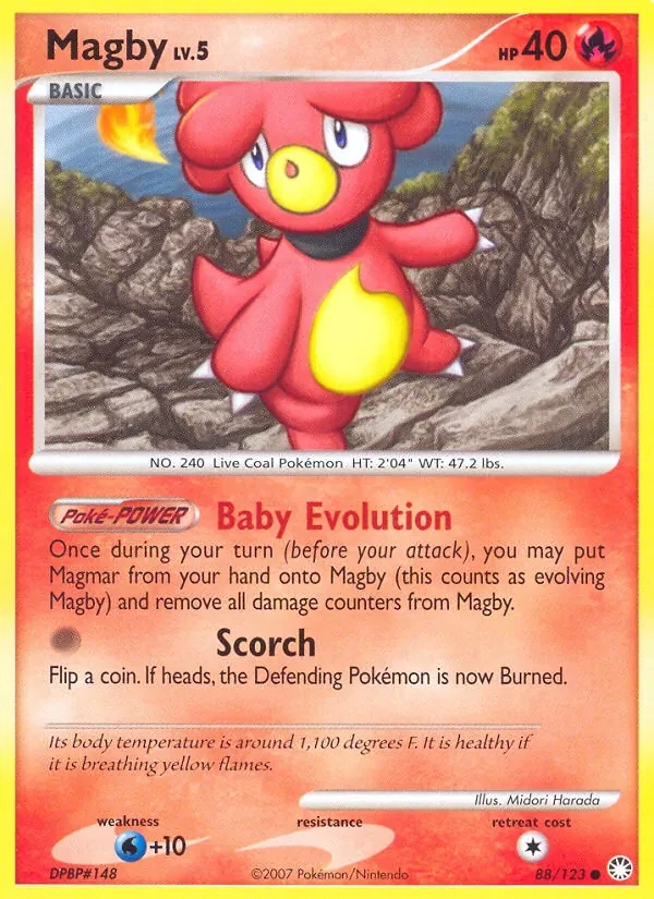 Magby 88/123 Mysterious Treasures Pokémon card