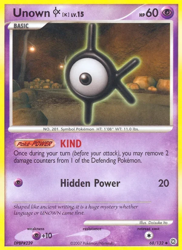 Unown K 68/132 Secret Wonders Pokémon card